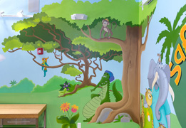 kids party room mural