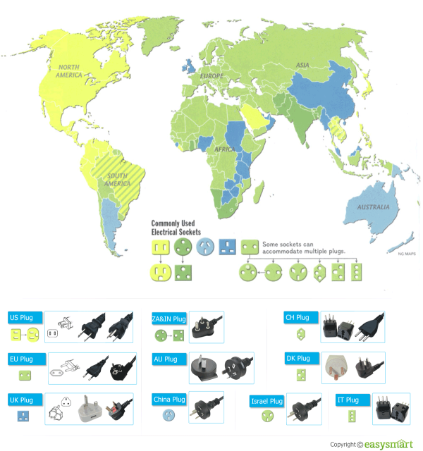 World Map For Power Plug Types Audio Federation