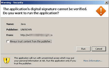 Muestra de virus "Java applets "