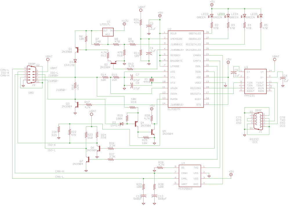 Elm327 mini bluetooth схема