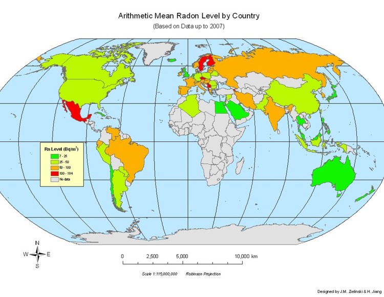 Карта радона в россии